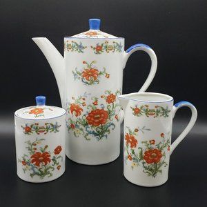Schmid Design Folio Vintage Orange Flower Porcelain Coffee and Tea Service Set
